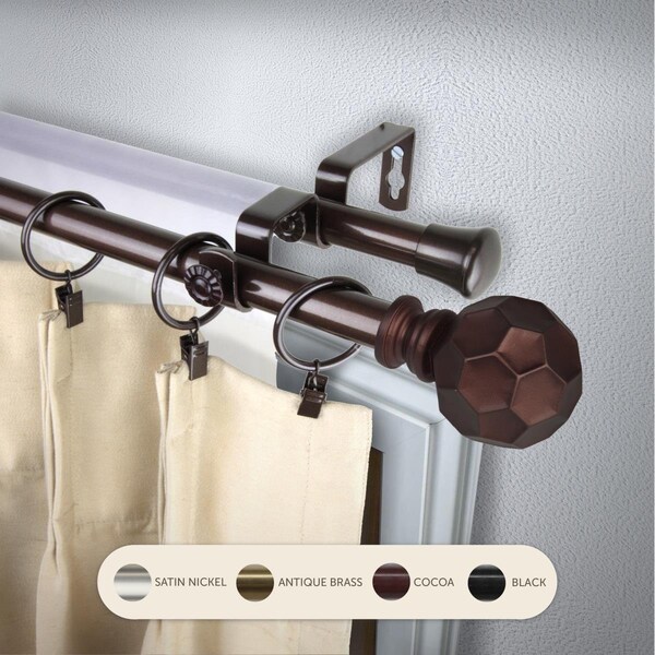Central Design 0.8125 in. Remi Double Curtain Rod with 48 to 84 in. Extension, Cocoa 4790-487 - main